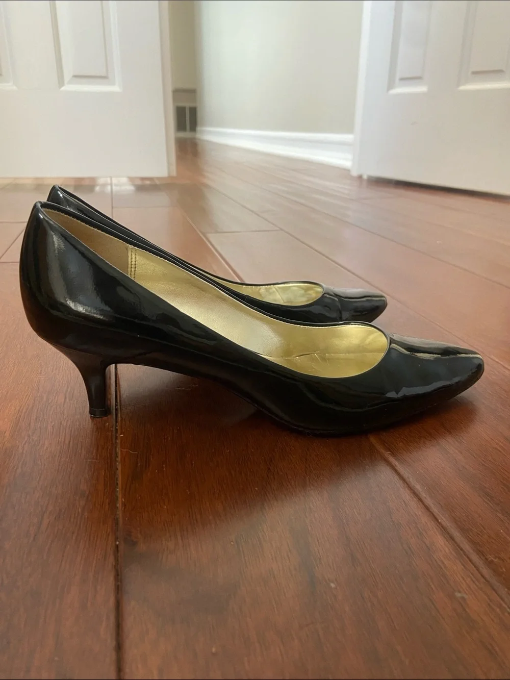 Joan & David Black Patent Pointed-Toe Pumps